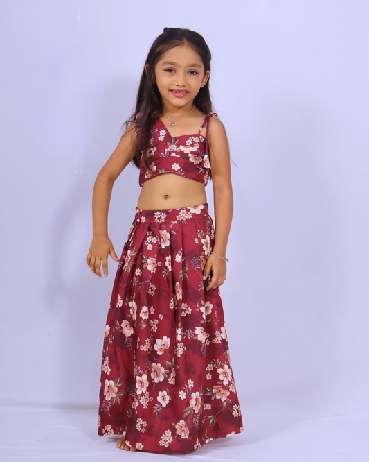 Orange Cotton Gauze Embroidered Set