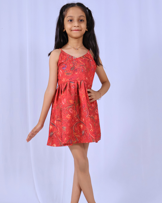 Orange Cotton Gauze Embroidered Set