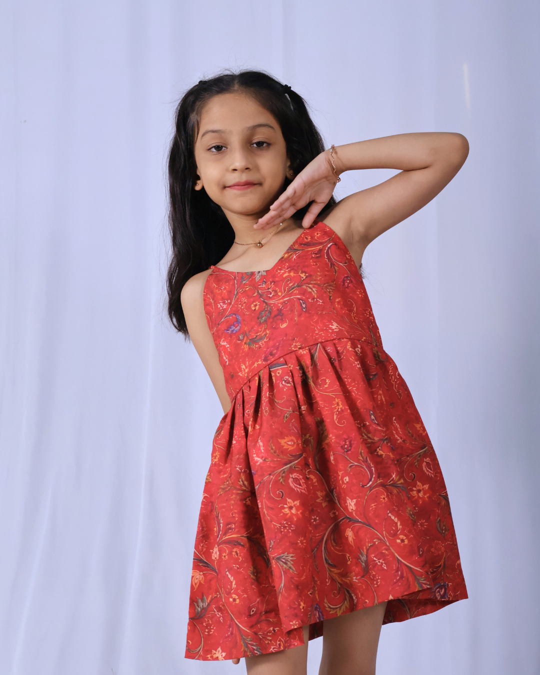 Orange Cotton Gauze Embroidered Set
