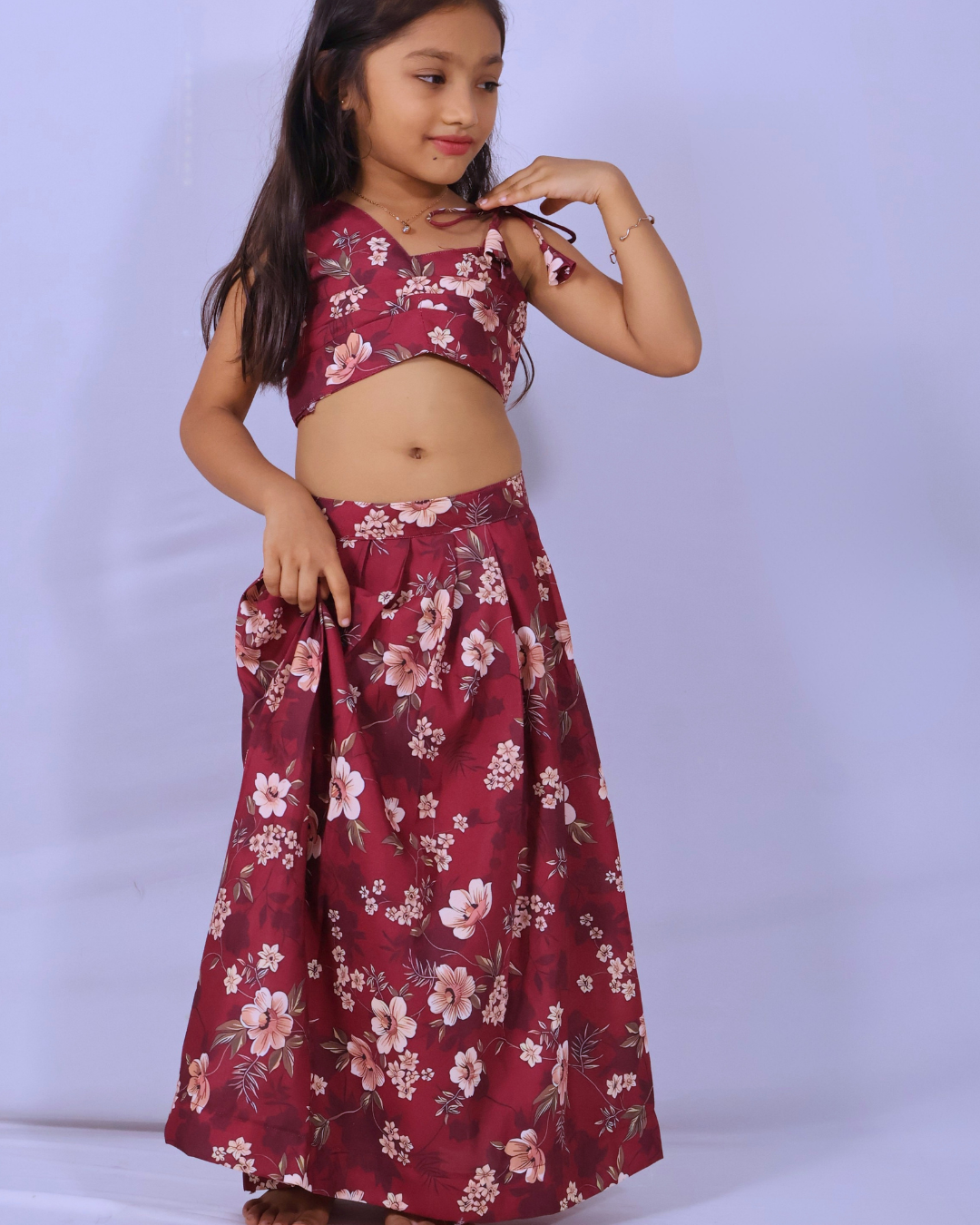 Orange Cotton Gauze Embroidered Set